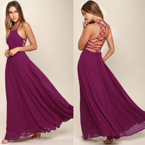 strappy to be here purple maxi dress